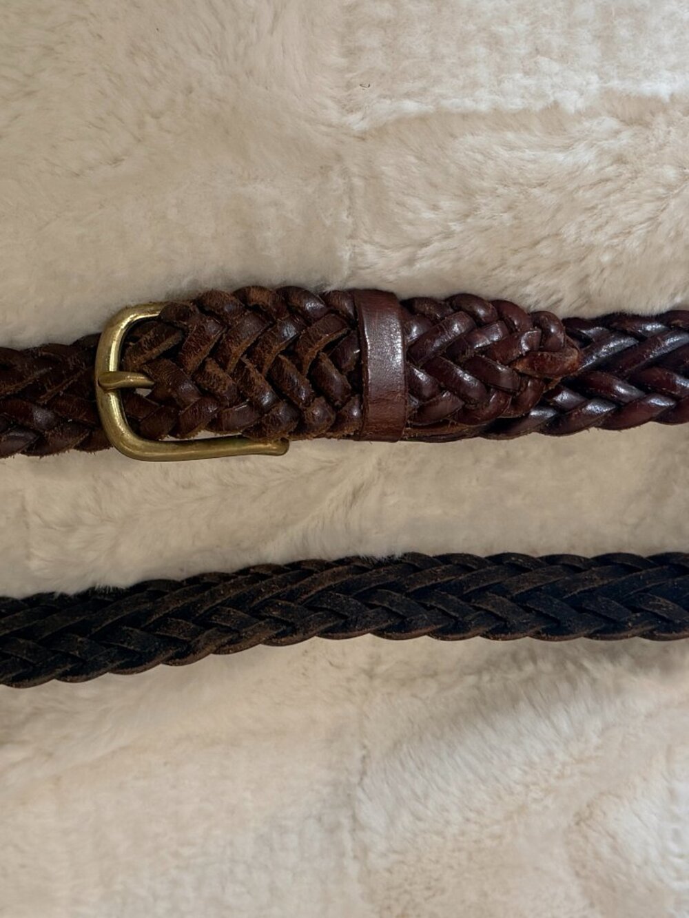 VINTAGE Hand-Crafted Braided Cognac Leather Belt Y2K w Distressed Patina, 32"